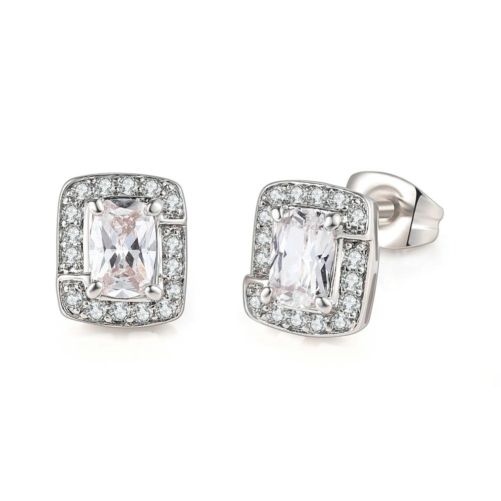 Ohrringe für Damen Klassischer Luxusstil 2 Farben Quadratischer Zirkonia Modeschmuck Party Geburtstagsgeschenk E275 E758 ZHOUYANG