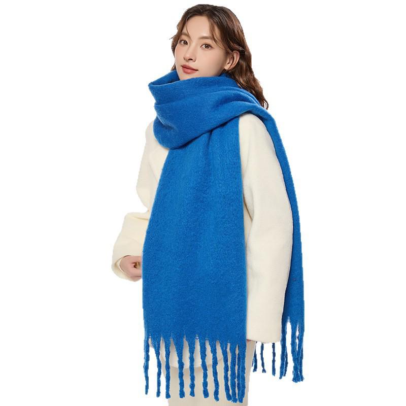 Women's Winter Imitation Cashmere Scarf - White Mohair Shawl Neck Warmer