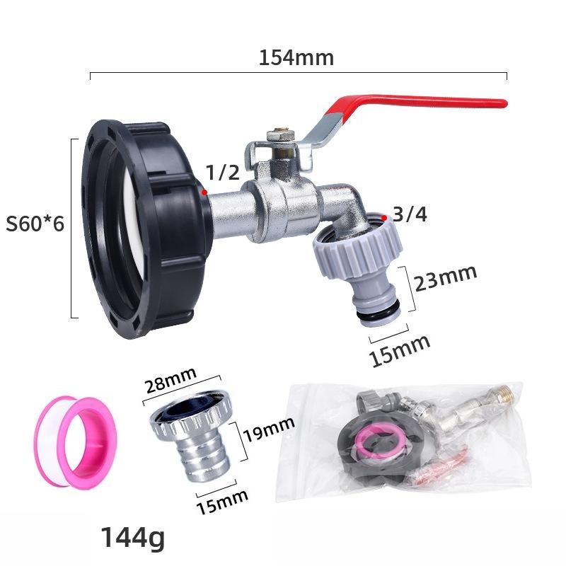 Durable IBC Tank Tap Adapter S60*6 Coarse Thread to 1/2'' 3/4'' Connector Replacement Valve Garden Home Valve Fitting Faucet