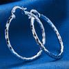 1 Pair of 925 Sterling Silver 40mm Exquisite Round Hoop Earrings for Women Jewelry Fashion Party Gift Accessories