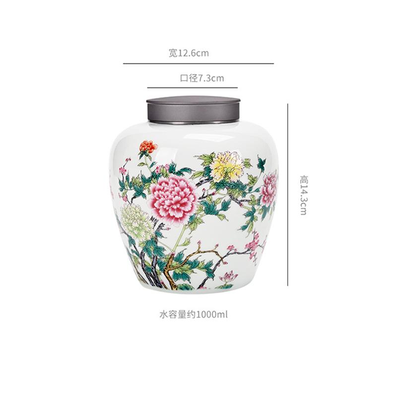 Tin Lid Ceramic Tea Canister Sealed Moisture-proof Candy Storage Jar Home Desktop Decoration Jar Crafts Interior Aesthetic Decor