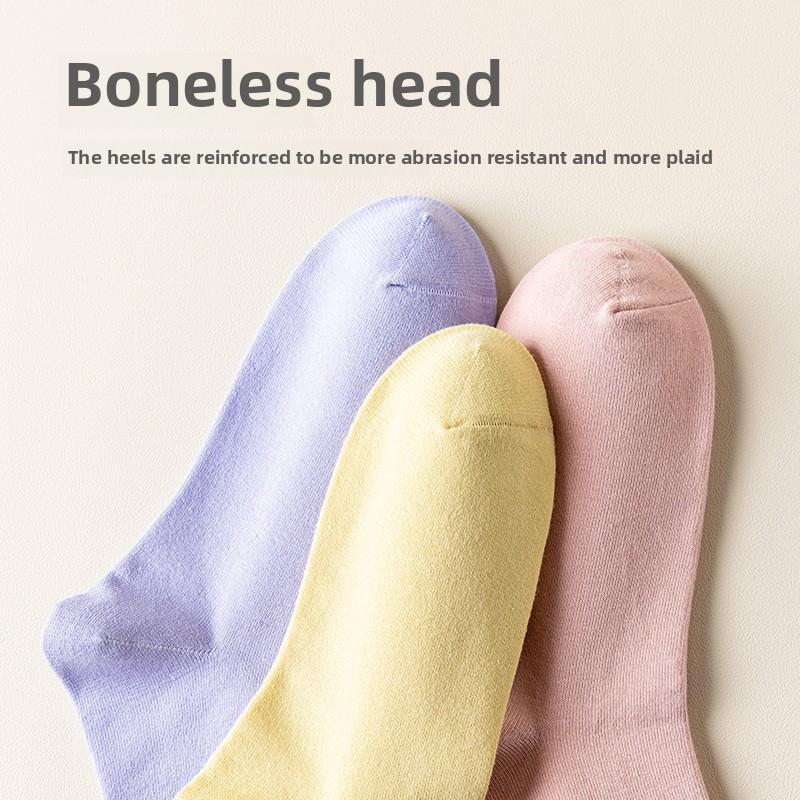 5 Pairs of Female Autumn and Winter Pure Color Cotton Sweat Absorbing Deodorizing Stockings