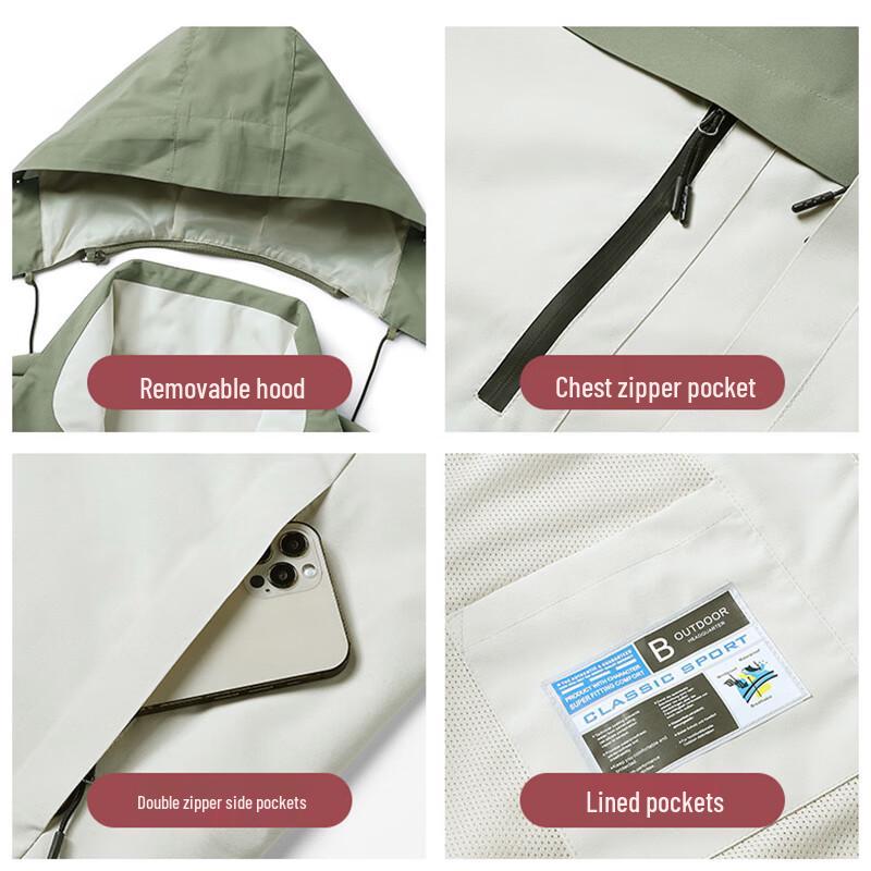 EASTERN CAMEL Unisex 3-in-1 Outdoor Waterproof Windbreaker Jacket