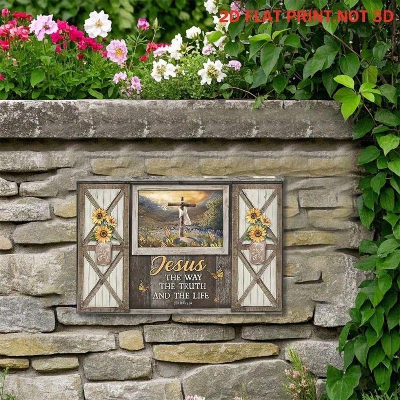 

Metal Poster He Is Risen Christian Religious Sign Bible Verse Wall Art for Garden Yard Church Decor