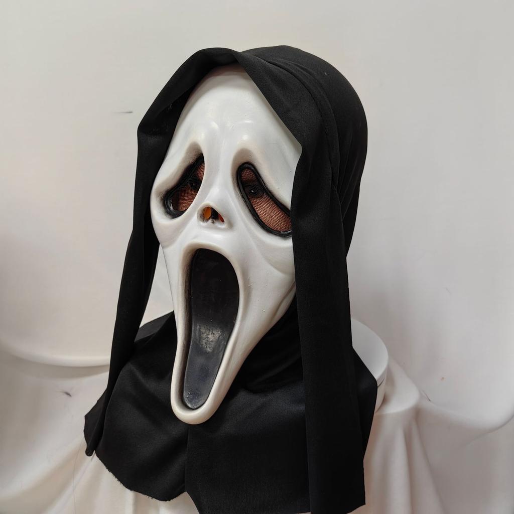 Halloween Horror Grim Reaper Skull Mask, Murder Mystery Game Dead by Daylight Scream Ghost Mask, Wolf Fang Ghost Mask