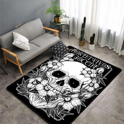 Black Skull Satan Witch Demon Area Rugs for Living Room Large Carpet for Kids Playroom Rug Teen Indie Room Ouija Decor Furry Mat