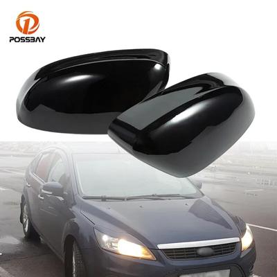 2 peças tampas de espelho retrovisor preto brilhante para porta dianteira, peças externas para Ford Focus MK2 Mondeo MK4, acessórios BM5117K748AA