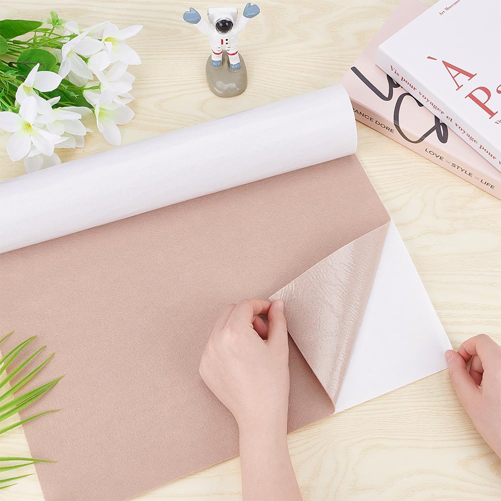 BENECREAT 2m X 40cm Felt 1mm Felt for Jewelry Drawer Box Costume Arts and Furniture Protection Sheet, Thick, Khaki, Self-Adhesive Fabric,