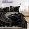 Black Cat Pattern Bedding Quilt Set Quilt Cover Pillowcase Home Decoration Birthday Gift (1 * Duvet Cover + 2 * Pillowcase, Without Core)
