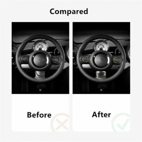 Real Carbon Fiber Car Steering Wheel Button Frame Sticker For Mini Cooper R55