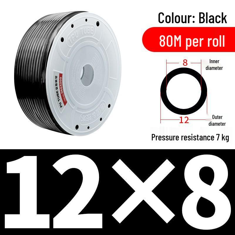 Pressure-Resistant Explosion-Proof PU Air Hose - Flexible, High-Pressure Air Pump Compressor Hose, Transparent Pneumatic, 6MM/12MM.