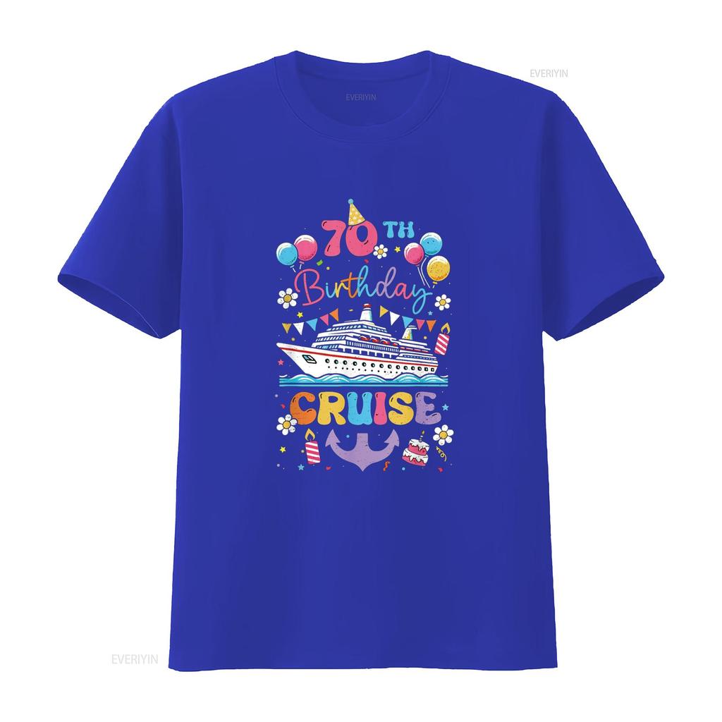 70th Birthday Cruise 70 Years Old Cruising Crew T Shirt vintage Washed Breathable Casual homme Stylish Unisex Stretched