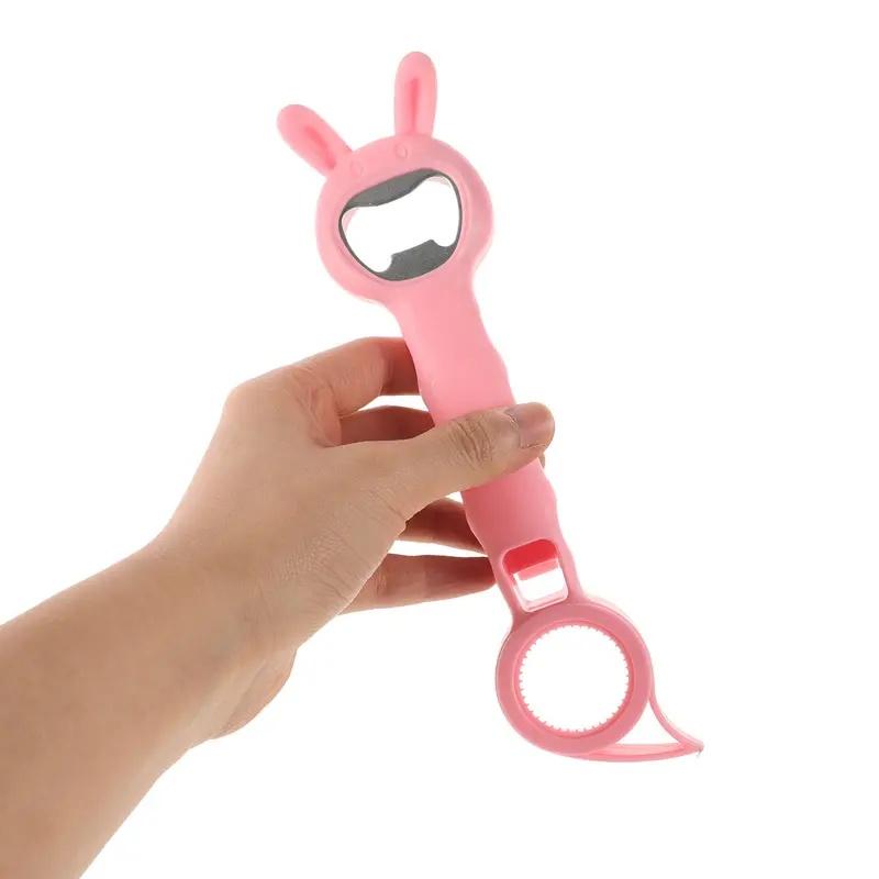 Cute Cartoon Multi Functional Can Opener Kitchen Tool for Beer Whiskey Bottle Caps Jar Lid Opener Stainless Steel PP Ergonomic