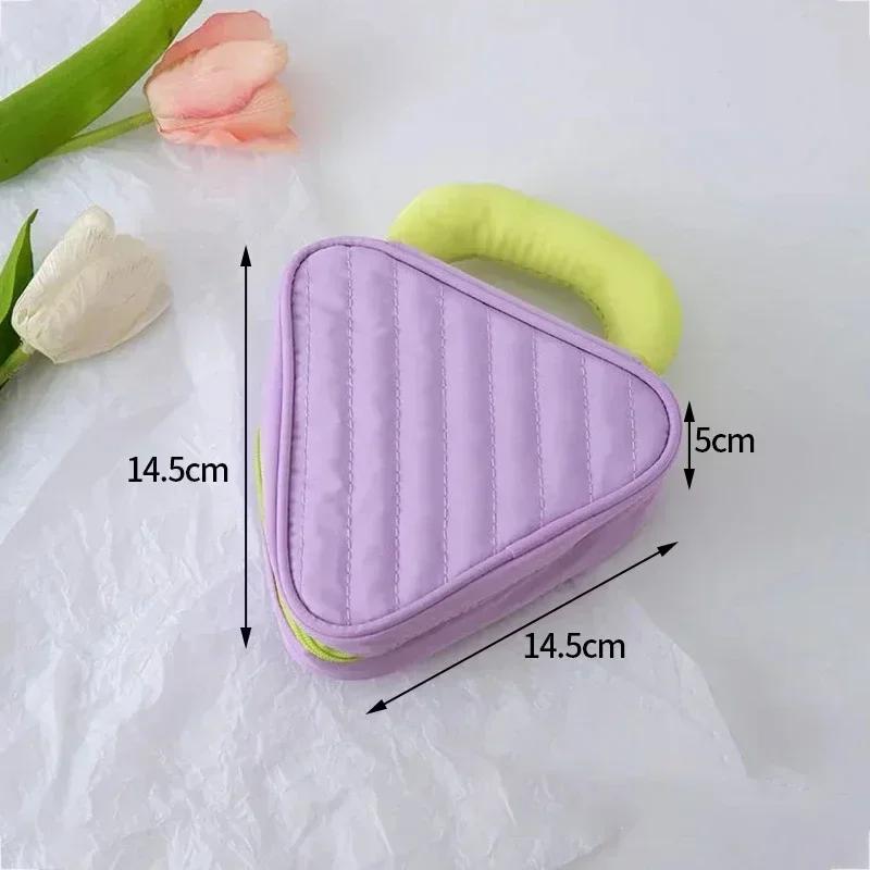 

Portable Makeup Organizer - Contrast Color Square Triangle Cosmetic Bag for Travel Toiletry Storage Bag Organizer