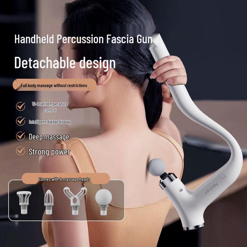 Long-Handle Curved Head Fascia Gun: Detachable Handheld Muscle Massager for Home Use белый