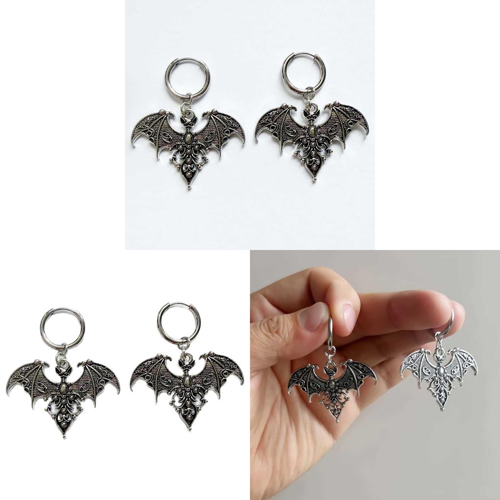 Gothic Bat Ear Cuffs With Geometric Alloy Design For Punk Fashion And Unisex Wear