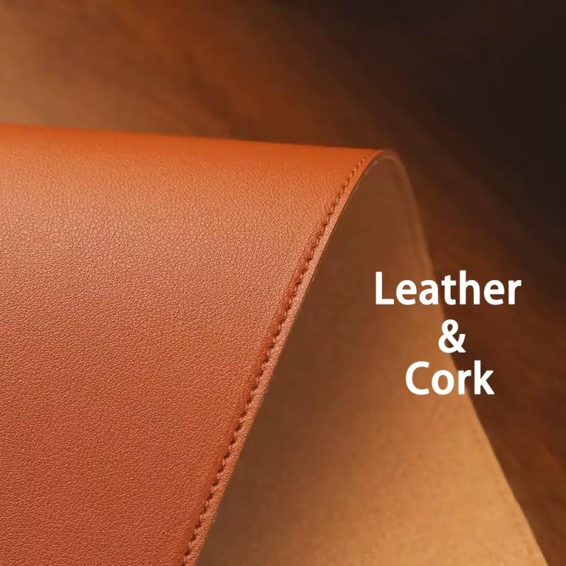 Anti-Slip Laminated Cork Desk Blotter, Premium PU Leather Large Mouse Pad for Office Laptop Desk Protection