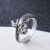 Vintage Antique Finish Mermaid Open Ring Hip Hop Niche Adjustable Unisex Temperament Daily Finger Ornaments