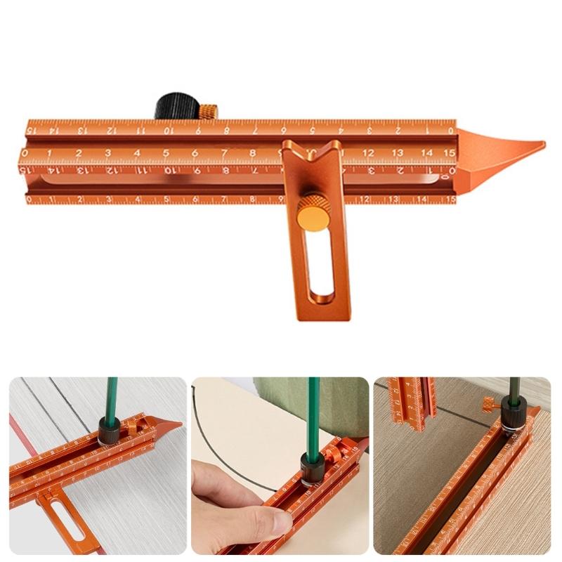 Slide Rails Design Double Head Magnetic Scribing Tool Ruler with 4Sided Clear Scale Marking Tool Portable Guiding Ruler