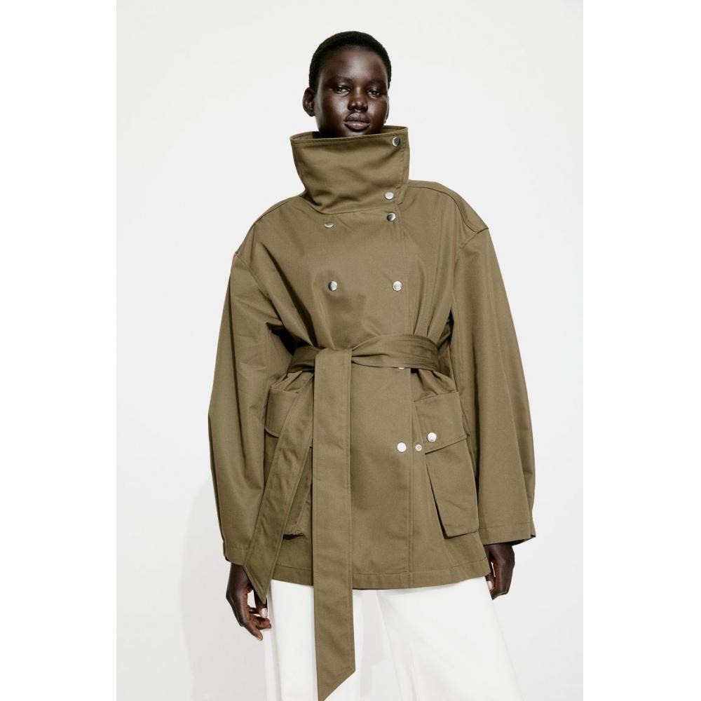 

Куртка из твила с поясом HM kHaki Green