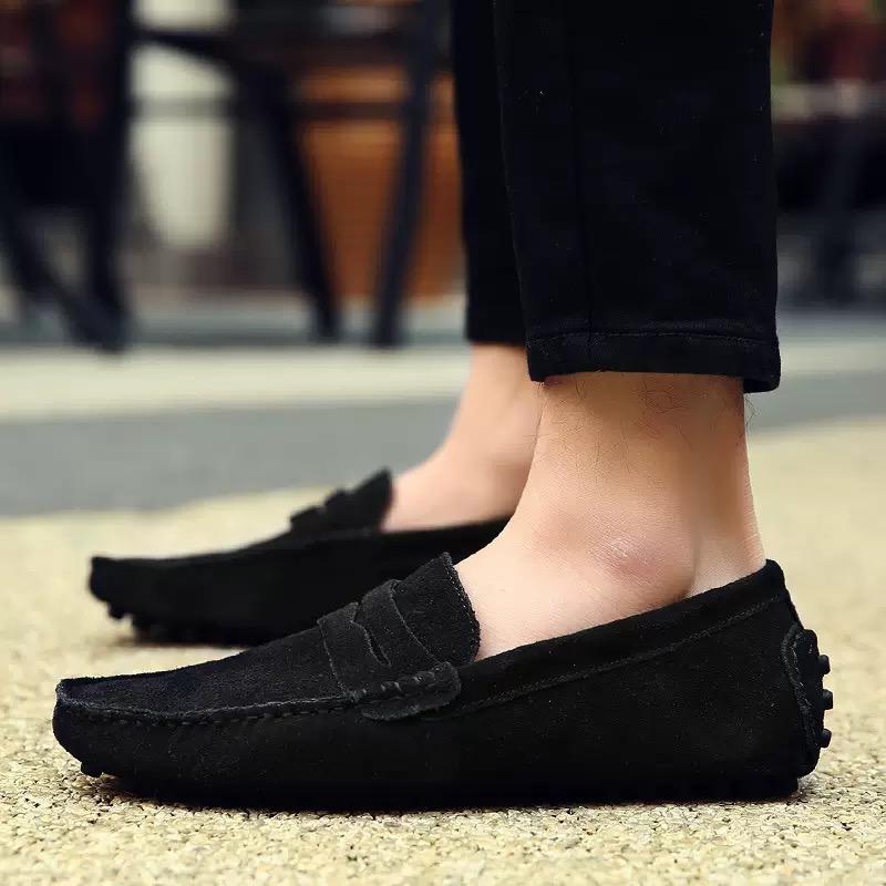 High Quality Men's Loafers Handmade Suede Genuine Mens Shoes Flat Comfort Driving Shoes Lightweight Slip On Casual Shoes