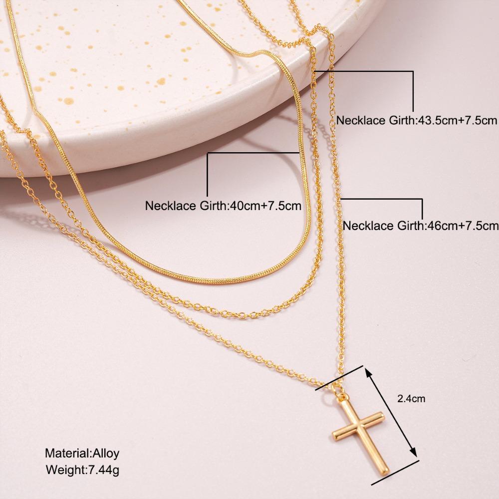 European and American Retro Simple Necklace Snake Bone Chain Cross Pendant Necklace