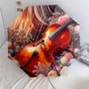 1pc Music Theme Pattern Umbrella Portable Folding Umbrella Iron Frame Hole Bone Structure Outdoor Home Umbrella