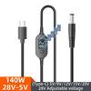 USB C auf DC Stromkabel 140W Typ C auf 5V 9V 12V 15V 20V 28V Einstellbarer Spannungsadapter Anschlusskabel für Laptop Router