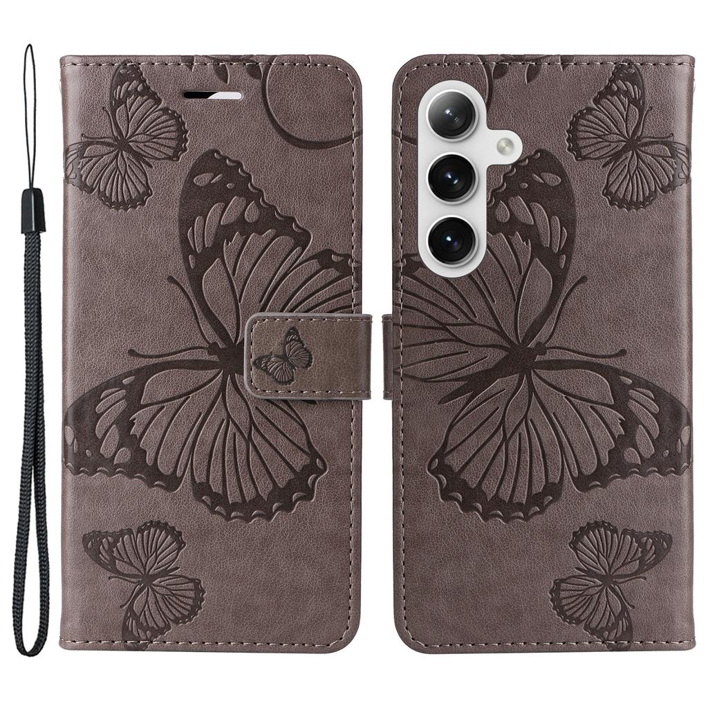 For Samsung Galaxy S25/S24 Wallet Case Floral Butterfly Imprinted Leather Phone Cover Stand