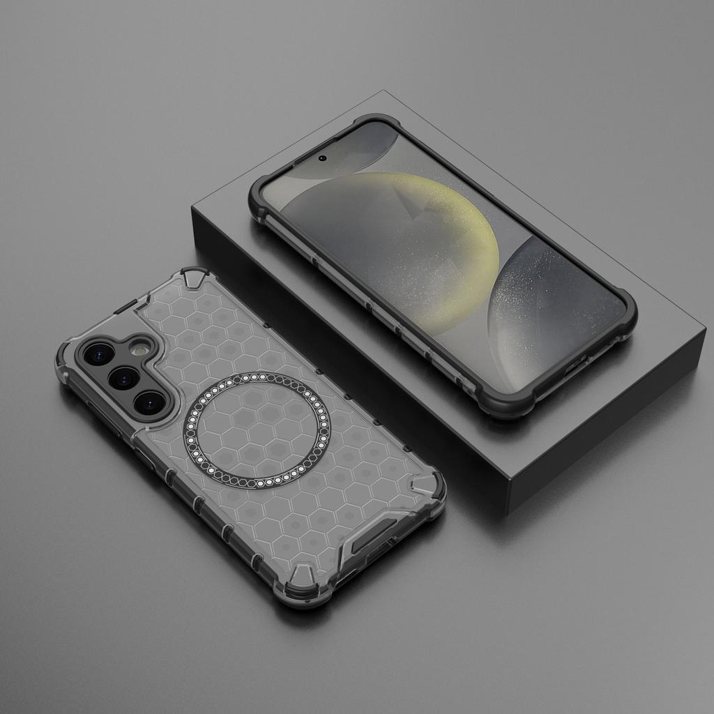 For Samsung Galaxy S25 Case Compatible with MagSafe Honeycomb Design TPU+PC Phone Cover