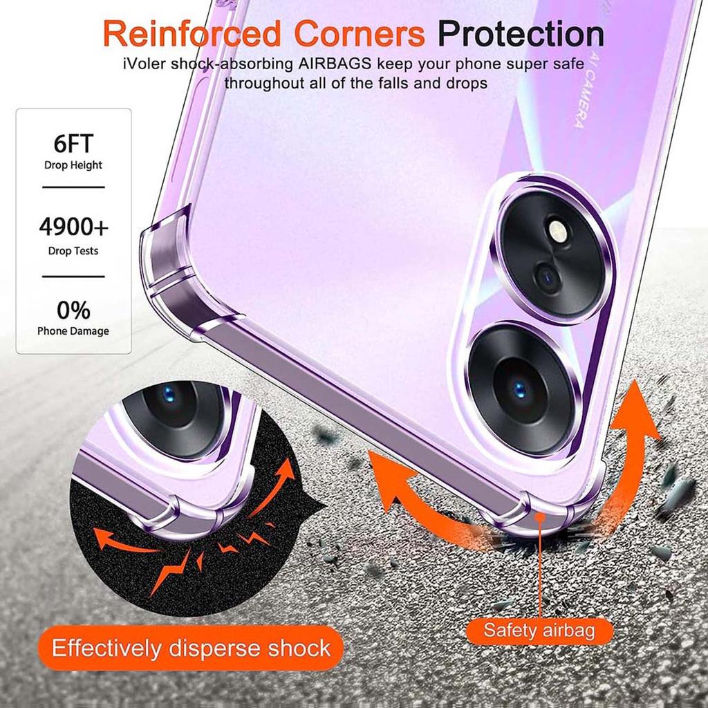 Thick Shockproof Silicone Clear Phone Case For Oppo A78 5G A57 4G A98 5G A57e A77s A96 4G A94 5G A17 Protection Case Back Cover