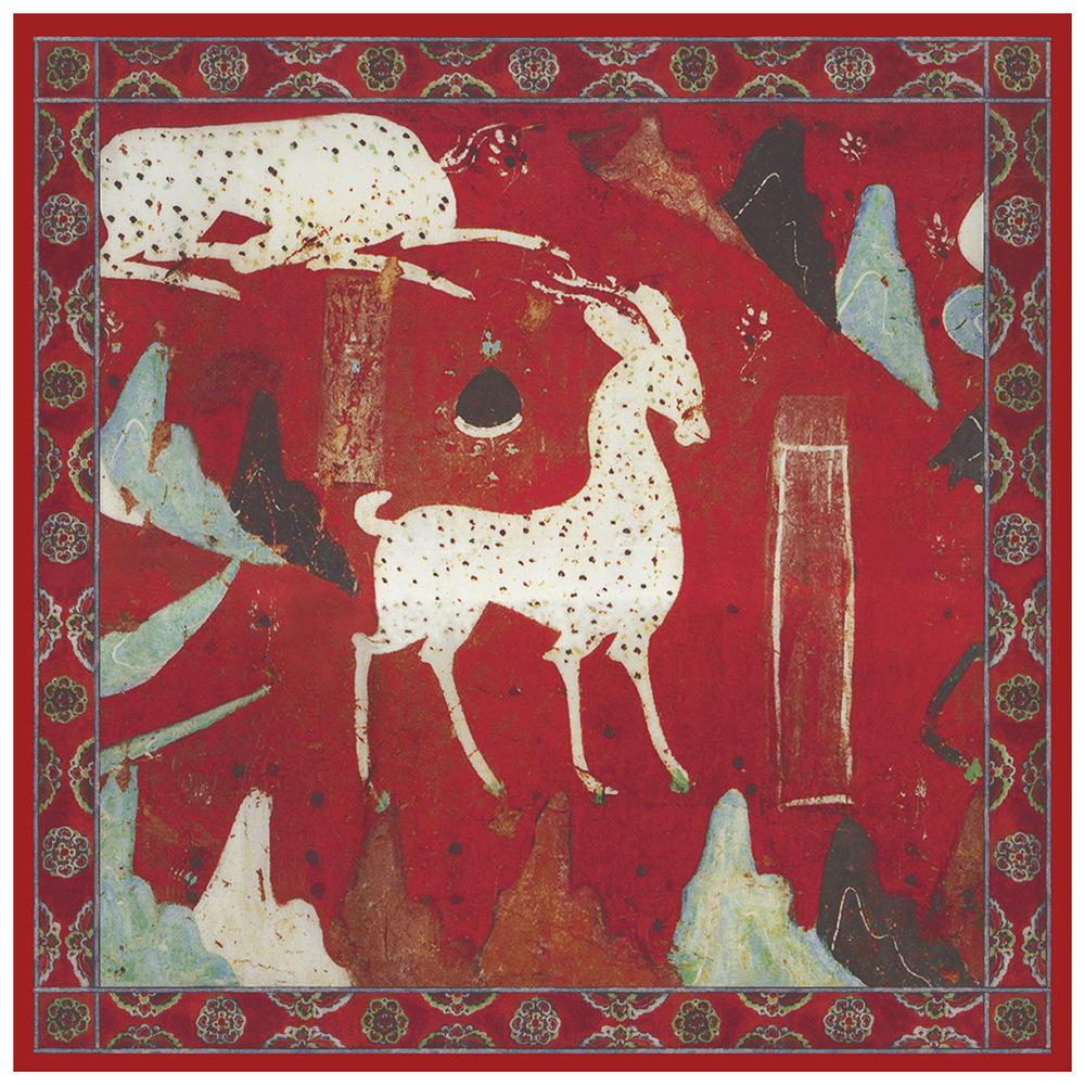 

New Silk Scarf Women Deer Print Square Scarves Head Echarpes Silk Foulards Femme Wraps Beach Shawls Bandana Lady Hijabs 90CM 90x90cm