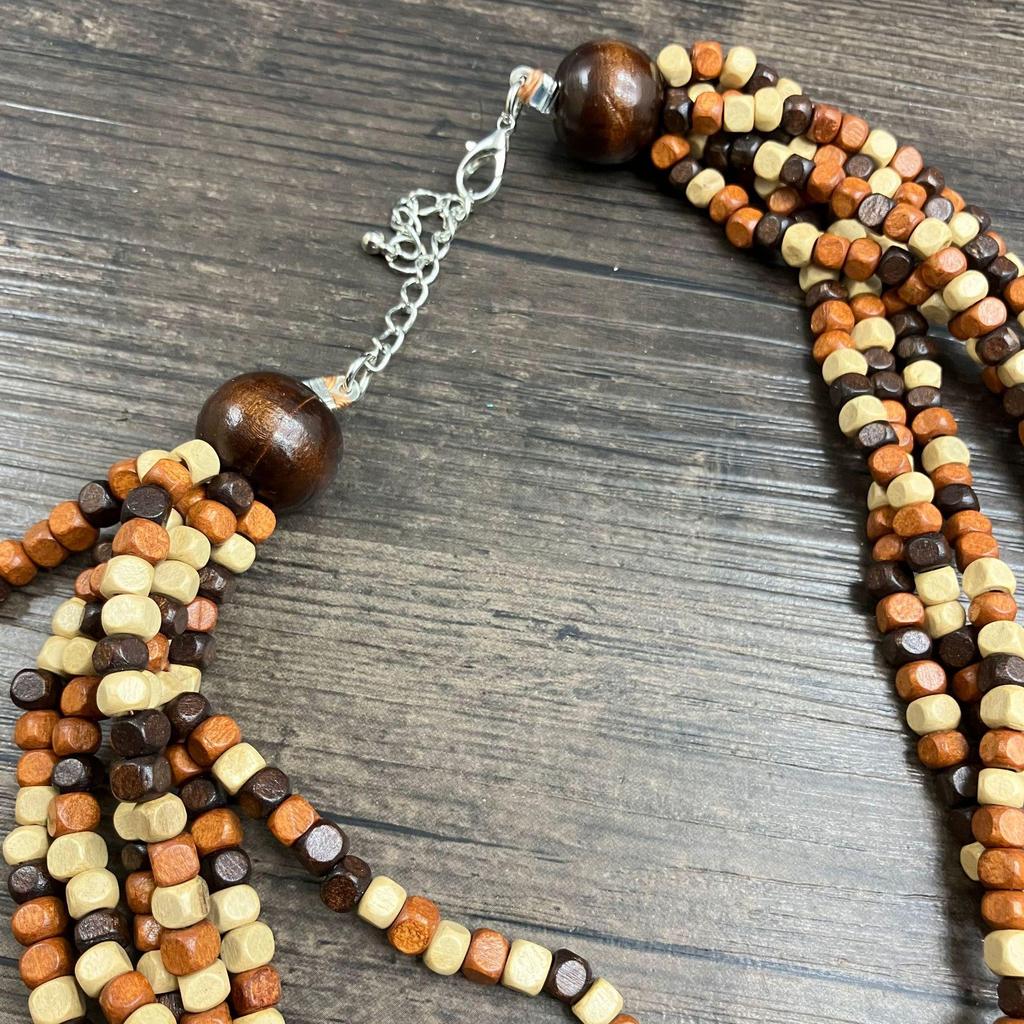 Ethnic Retro Wood Multi-layer Long Necklace