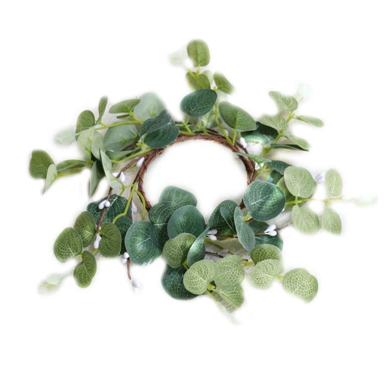 10 Artificial Eucalyptus Wreath Green Leaf Wreath for Front Door Farmhouse Door Wreath Summer Wall Window Decoration 1