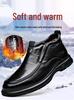 Genuine Leather Men's High-Top Winter Shoes - Warm Cowhide with Thick Velvet Lining