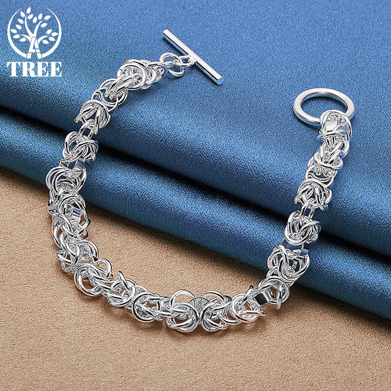 Bijuterii brățară cu cataramă OT cu lanț cerc interconectat din argint 925