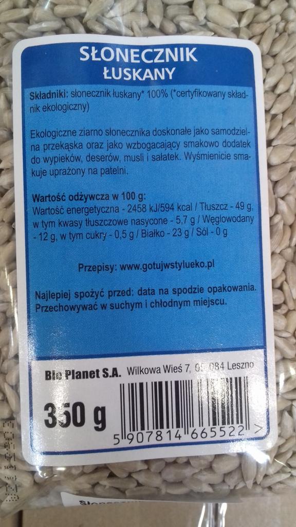 Peeled sunflower seeds, gluten-free, organic, 350 g - BIO PLANET