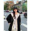 Chic Korean 2025 Autumn/Winter Long Hooded Lambswool Skirt Jacket