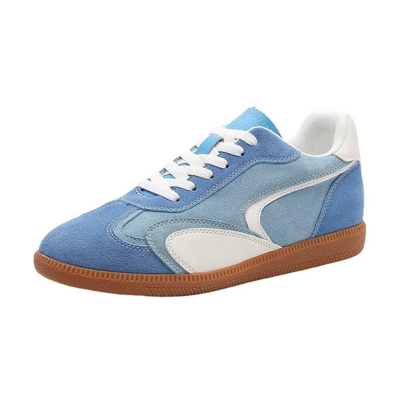 Fashion Inner Height Increase 5-7 Soft-Soled German Training Shoes Retro Splicing Leather Couple Board Shoes Platform Sports Casual Shoes