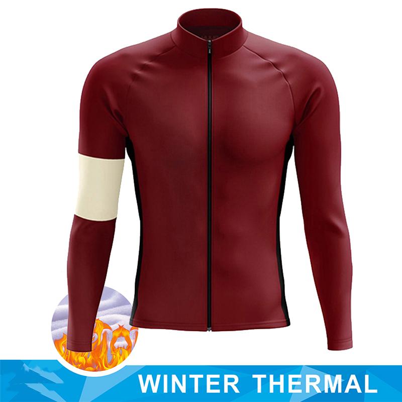 Team 2024 Men Cycling Jersey Winter Thermal Fleece Long Sleeve MTB Bicycle Warm Jacket Road Bike MTB Clothing Outdoor Sportswear