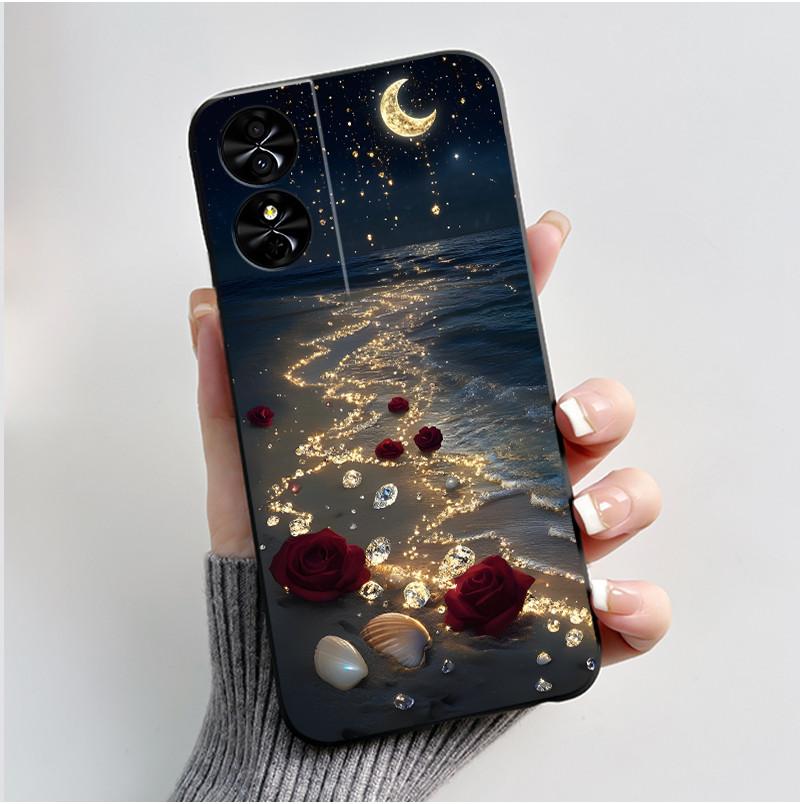 New Popular Phone Case For TCL 50 SE/40 NxtPaper 4G Cover Beautiful Silver Beach Design Shockproof Soft Silicone Black Casing