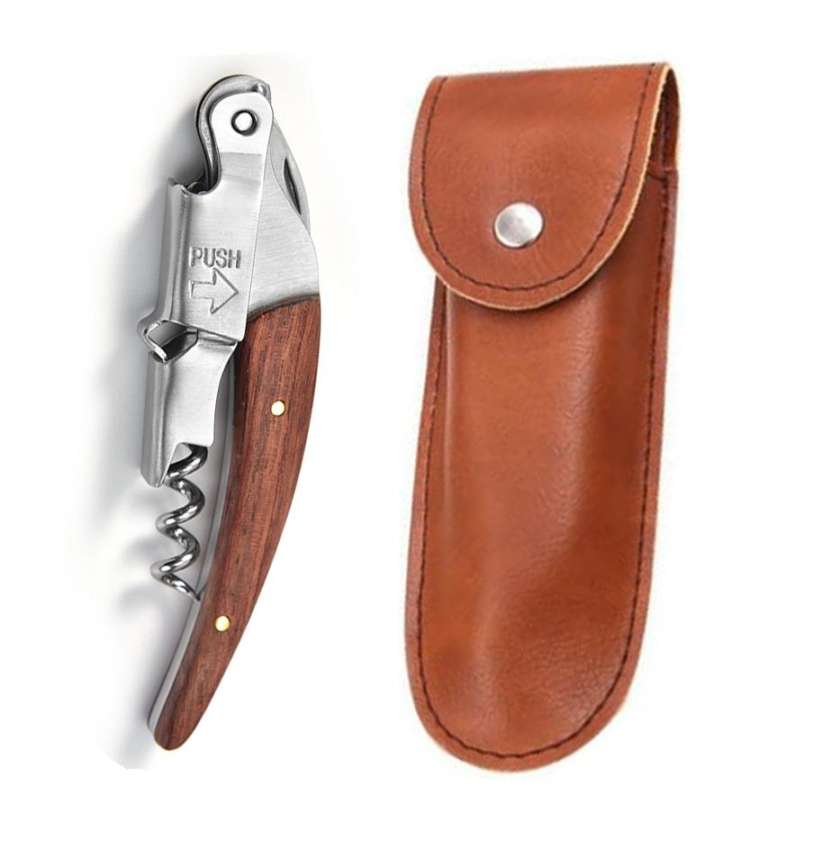 

Персонализированный штопор для официантов, открывалка для бутылок вина и пива, деревянная открывалка для пробок, гравировка имени получателя W+P серебряный