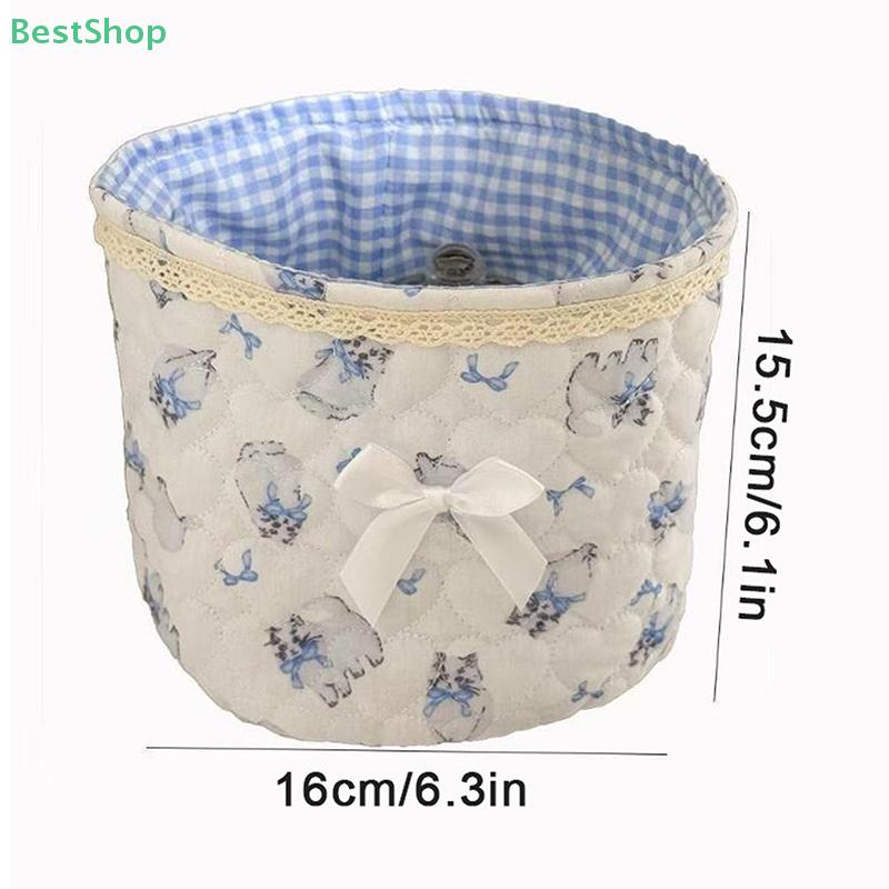 Quilted Fabric Bow Knot Makeup Storage Basket Multifunctional Large-capacity Storage Artifact