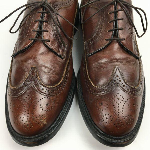 Vintage UFCW Union Made in USA Long Wingtip Shoes Brown Size 10E (27.5-28.0) O'Sullivan Heel Men's(USED)