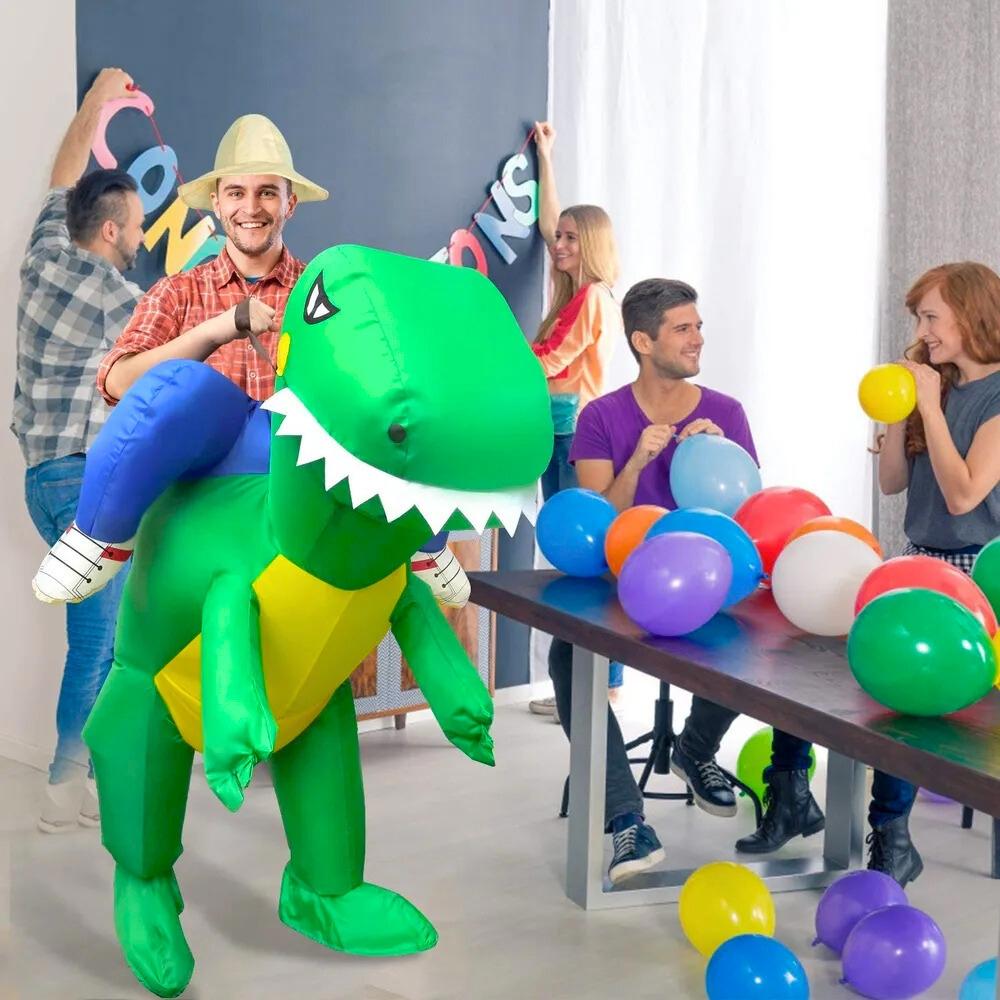 Dinosaur costume disguise self-inflating inflatable dinosaur t-rex costume
