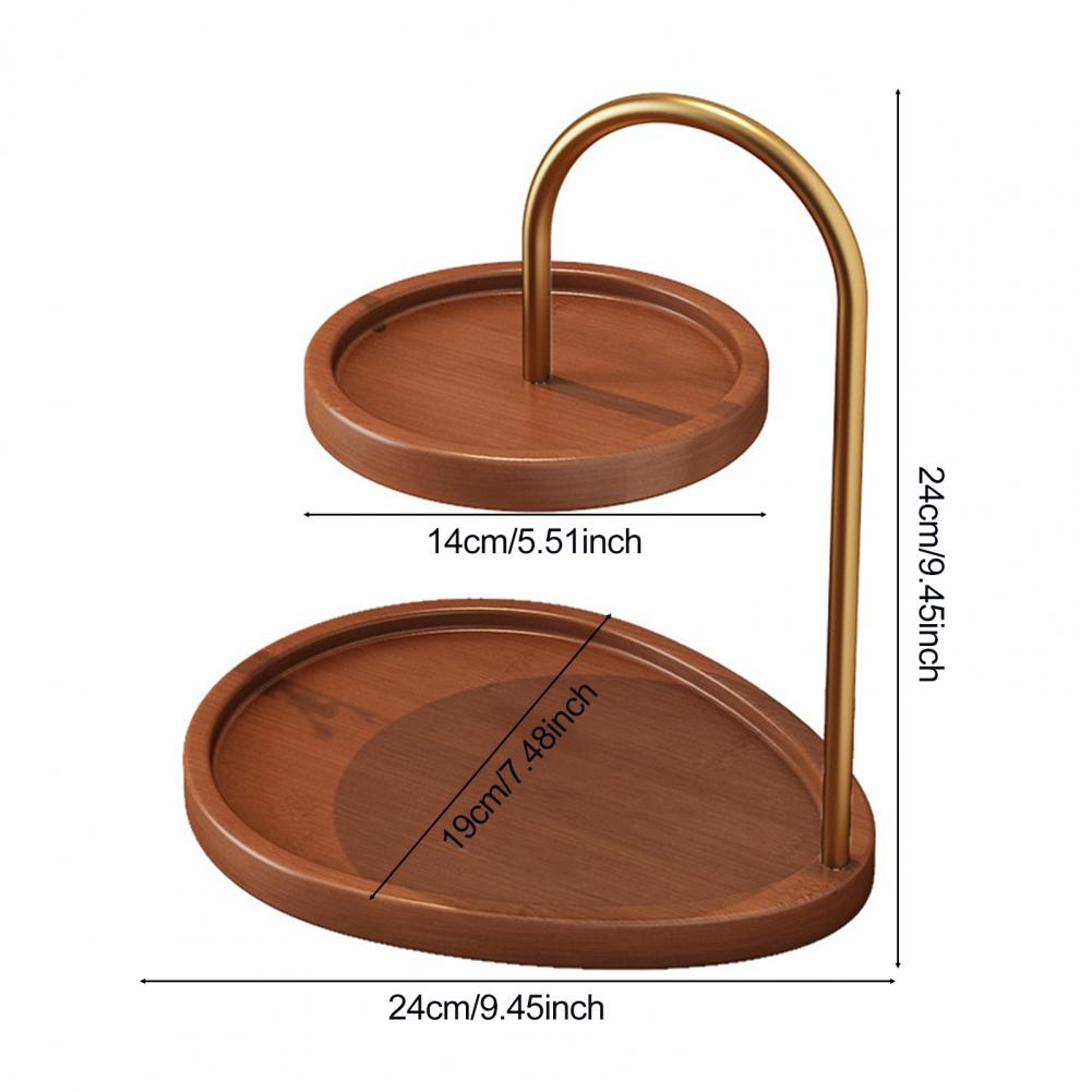 2-Tier Jewelry Stand Wooden Jewelry Organizer with 2 Trays Retro Tiered Tray Jewelry Holder for Necklaces Bracelets Earrings Key