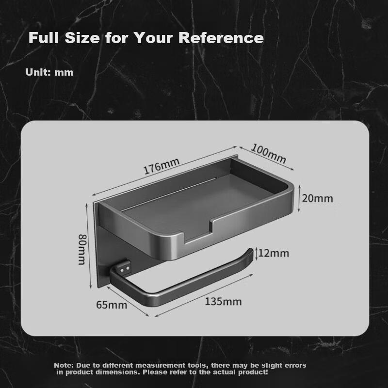 Xinpei Bathroom Tissue Box, Space Aluminum No-Drilling Tissue Dispenser, Toilet Paper Holder, Bathroom Storage Rack