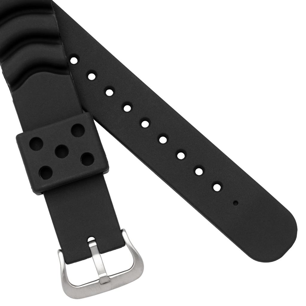 CREPHA Watch Strap 20mm Urethane Resin Strap Easy to Attach Tool Included Black Diver Type (Klepha) KU-18
