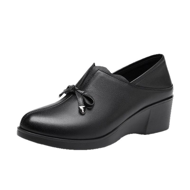 Red Dragonfly Women's Genuine Leather Slip-On Flats - Comfortable, Soft Sole, Wedge Shoes for Summer, Two-Way Wear, Perfect for Moms