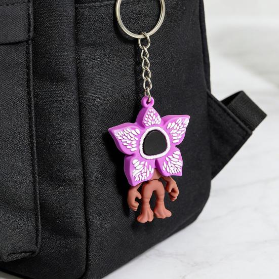 1/4 st Nyckelring Tecknad Blommig Design Nyckelring Handgjord PVC Metall Nyckelring Hängande Hänge Ryggsäck Väska Tillbehör